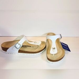Birkenstock Gizeh White Leather Thong Slide Sandals Shoes Size US 6.5 EU 37 NWT